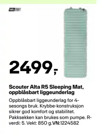 XXL Sport Scouter Alta R5 Sleeping Mat, oppblåsbart liggeunderlag tilbud