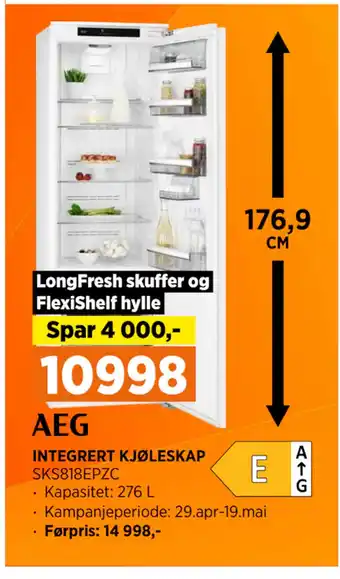 POWER INTEGRERT KJØLESKAP tilbud