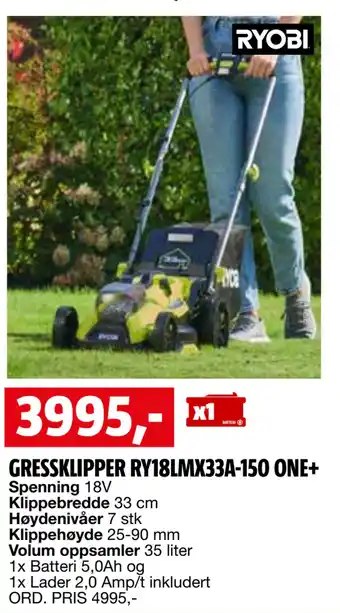 Bauhaus GRESSKLIPPER RY18LMX33A-150 ONE+ tilbud