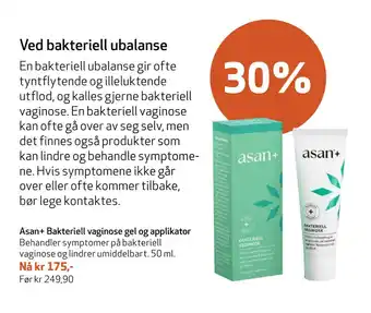 Apotek 1 Asan+ Bakteriell vaginose gel og applikator tilbud