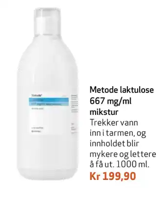 Apotek 1 Metode laktulose 667 mg/ml mikstur tilbud