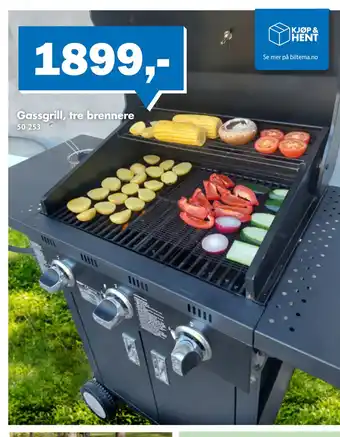 Biltema Gassgrill, tre brennere tilbud