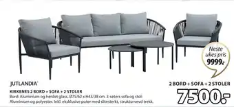 JYSK KIRKENES 2 BORD + SOFA + 2 STOLER tilbud