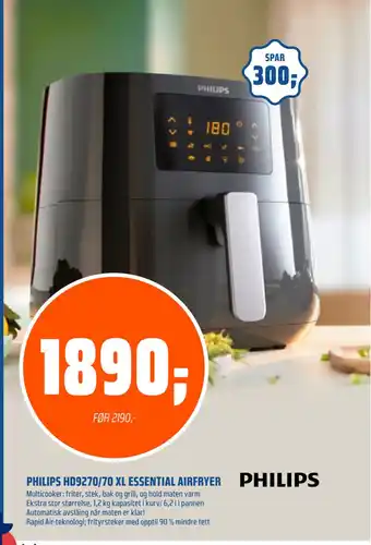 Coop Obs PHILIPS HD9270/70 XL ESSENTIAL AIRFRYER tilbud