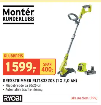 Montér GRESSTRIMMER RLT183220S (1 X 2,0 AH) tilbud