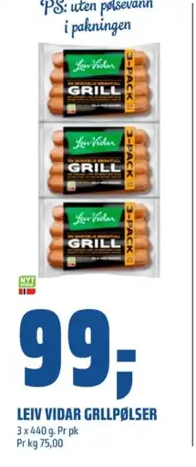 Coop Obs Leiv vidar grillpølser tilbud