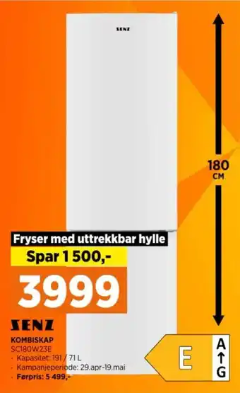 POWER SENZ KOMBISKAP SC180W23E tilbud