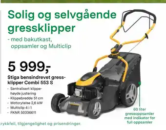 Felleskjøpet Stiga bensindrevet gressklipper Combi 553 S tilbud