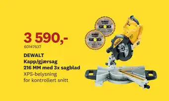 Bygger'n DEWALT Kapp/gjærsag 216 MM med 3x sagblad tilbud