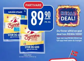 Rema 1000 Synnøve finden gulost tilbud