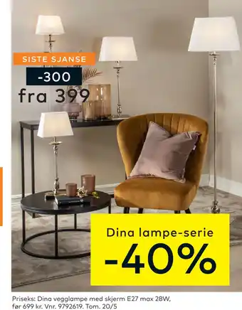 Skeidar Dina vegglampe tilbud