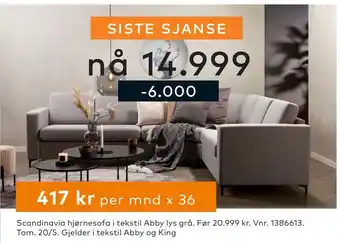Skeidar Scandinavia hjørnesofa tilbud