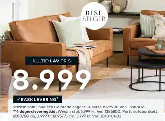 Skeidar Westin sofa tilbud