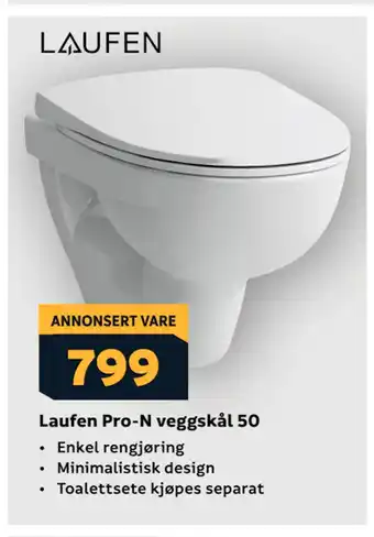 Megaflis Laufen Pro-N veggskål 50 tilbud