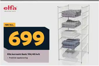 Megaflis Elfa kurvsett Basic 104/45 hvit tilbud