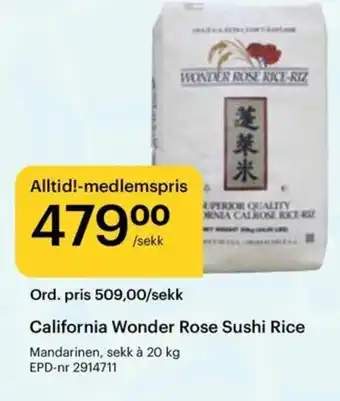 Storcash California Wonder Rose Sushi Rice tilbud