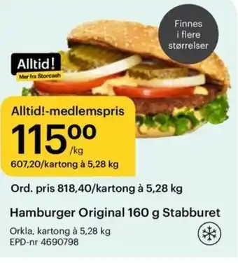 Storcash Hamburger Original 160 g Stabburet tilbud