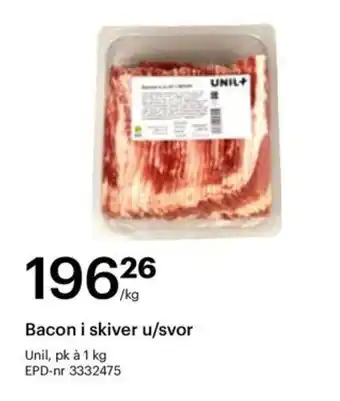 Storcash Bacon i skiver u/svor tilbud