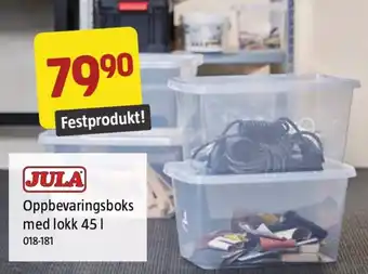 Jula Oppbevaringsboks med lokk 45 | tilbud