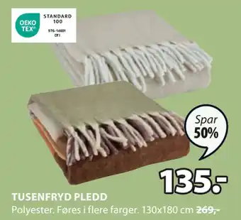 JYSK TUSENFRYD PLEDD tilbud