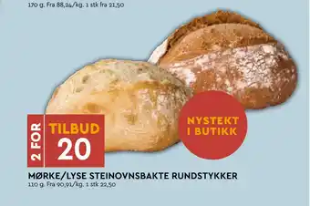 Coop Mega MØRKE/LYSE STEINOVNSBAKTE RUNDSTYKKER tilbud