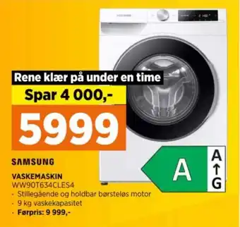 POWER SAMSUNG VASKEMASKIN WW90T634CLES4 tilbud