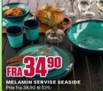 Europris MELAMIN SERVISE SEASIDE tilbud