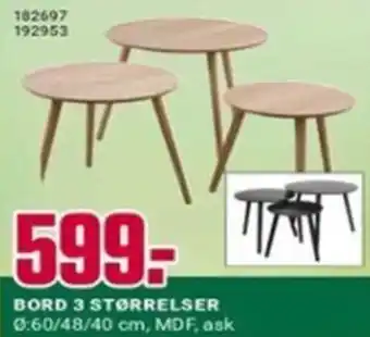 Europris BORD 3 STØRRELSER tilbud