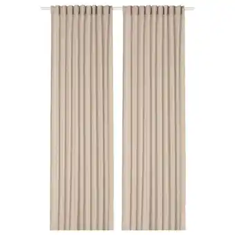 IKEA Rosenrobinia Florlette gardiner, 1 par, beige, 145x250 cm tilbud