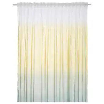 IKEA GlasÖrt Flortynn gardin, 1 stk., lys gul/gråturkis, 300x250 cm tilbud