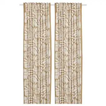 IKEA Majsmott Gardiner, 1 par, beige/hvit, 145x250 cm tilbud