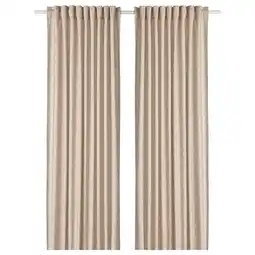 IKEA TrystÄvmal Gardiner, 1 par, beige/hvit, 145x250 cm tilbud
