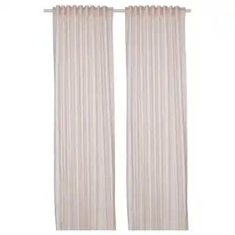 Bymott Gardiner, 1 par, hvit/beige stripet, 120x250 cm