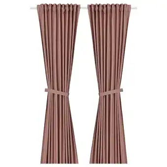 IKEA Lenda Gardiner med bånd, 1 par, rødbrun, 140x250 cm tilbud