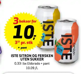 Bunnpris ISTE SITRON OG FERSKEN UTEN SUKKER tilbud