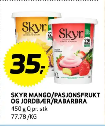 Bunnpris SKYR MANGO/PASJONSFRUKT OG JORDBÆR/RABARBRA tilbud