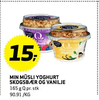 Bunnpris MIN MÜSLI YOGHURT SKOGSBÆR OG VANILJE tilbud