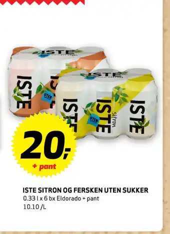 Bunnpris ISTE SITRON OG FERSKEN UTEN SUKKER tilbud