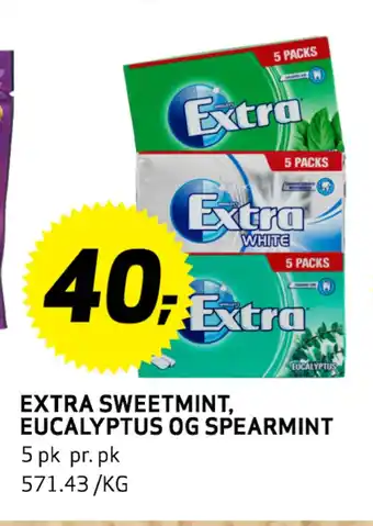 Bunnpris EXTRA SWEETMINT, EUCALYPTUS OG SPEARMINT tilbud