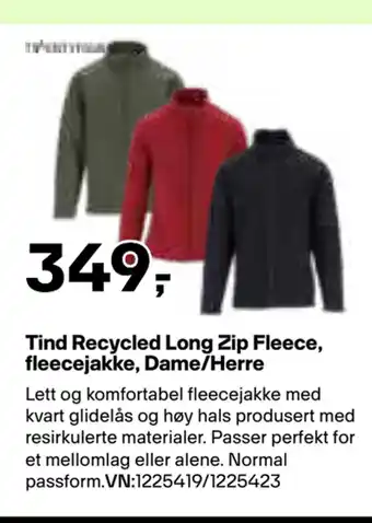 XXL Sport Tind Recycled Long Zip Fleece, fleecejakke, Dame/Herre tilbud