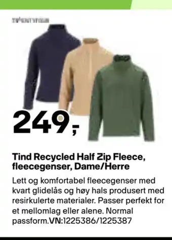 XXL Sport Tind Recycled Half Zip Fleece, fleecegenser, Dame/Herre tilbud