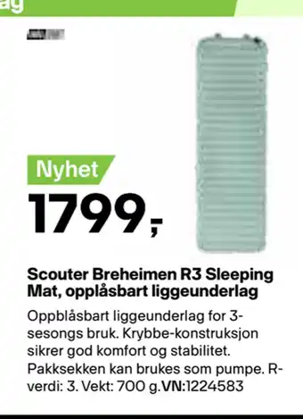 XXL Sport Scouter Breheimen R3 Sleeping Mat, opplåsbart liggeunderlag tilbud