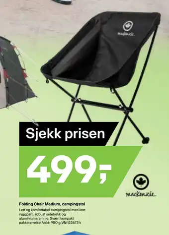 XXL Sport Folding Chair Medium, campingstol tilbud