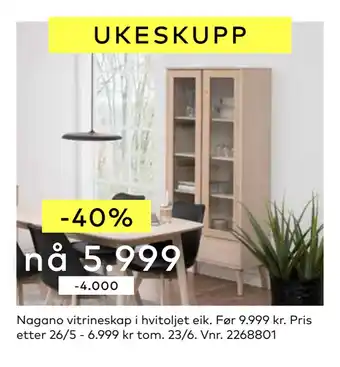 Skeidar Nagano vitrineskap tilbud