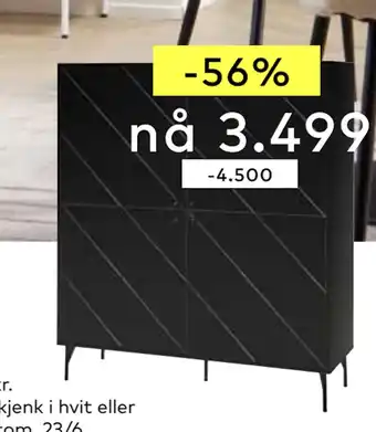 Skeidar Cabo vitrineskap tilbud