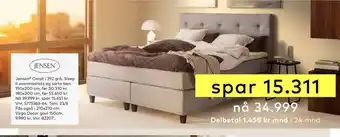 Skeidar Jensen Carat i 392 grå, Sleep II overmadrass og sorte ben tilbud