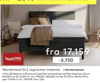 Skeidar Wonderland SL2 regulerbar madrass tilbud