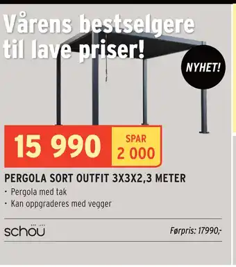 Montér PERGOLA SORT OUTFIT 3X3X2,3 METER tilbud