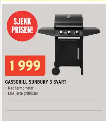 Montér GASSGRILL SUNBURY 3 SVART tilbud