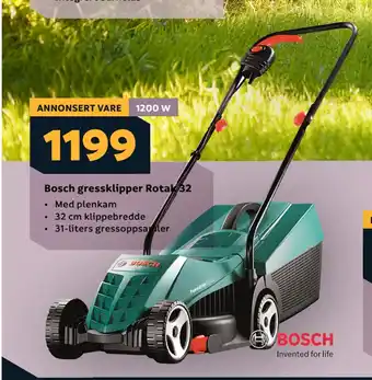 Megaflis Bosch gressklipper Rotak 32 tilbud
